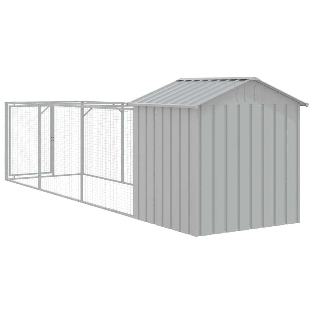 NNEVL Dog House with Roof Light Grey 117x405x123 cm Galvanised Steel