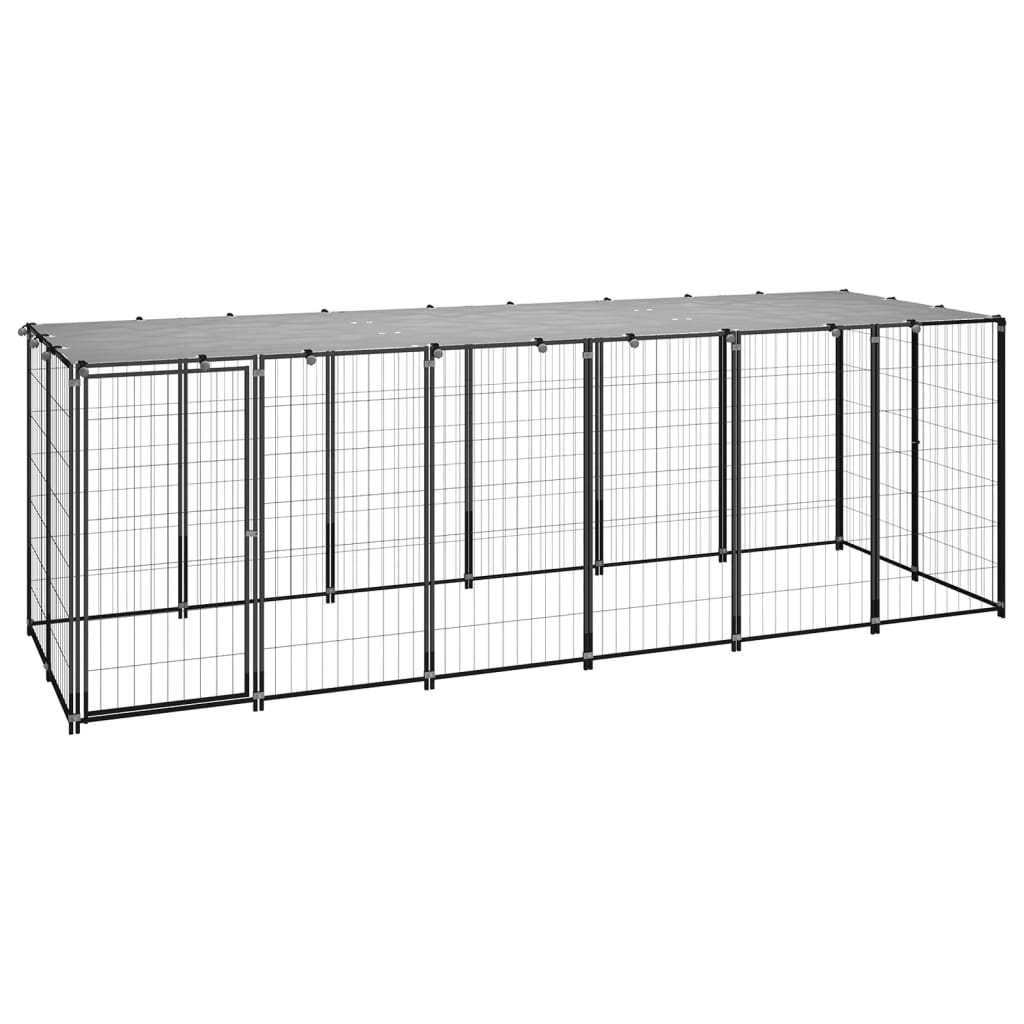 NNEVL Dog Kennel Black 330x110x110 cm Steel