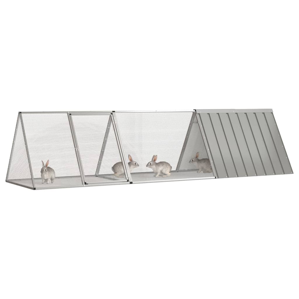 NNEVL Rabbit Cage Grey 302.5x80.5x71 cm Galvanised Steel