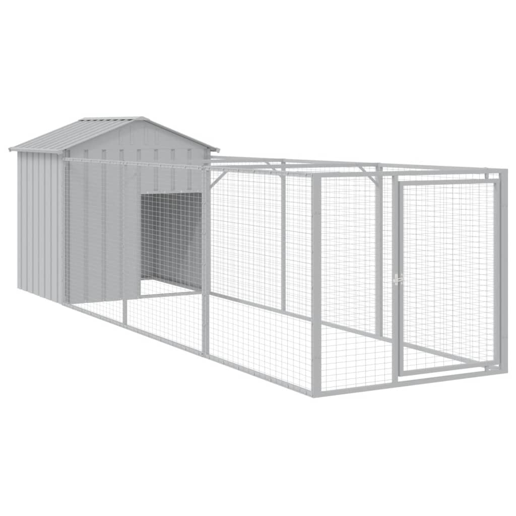 NNEVL Dog House with Roof Light Grey 117x405x123 cm Galvanised Steel