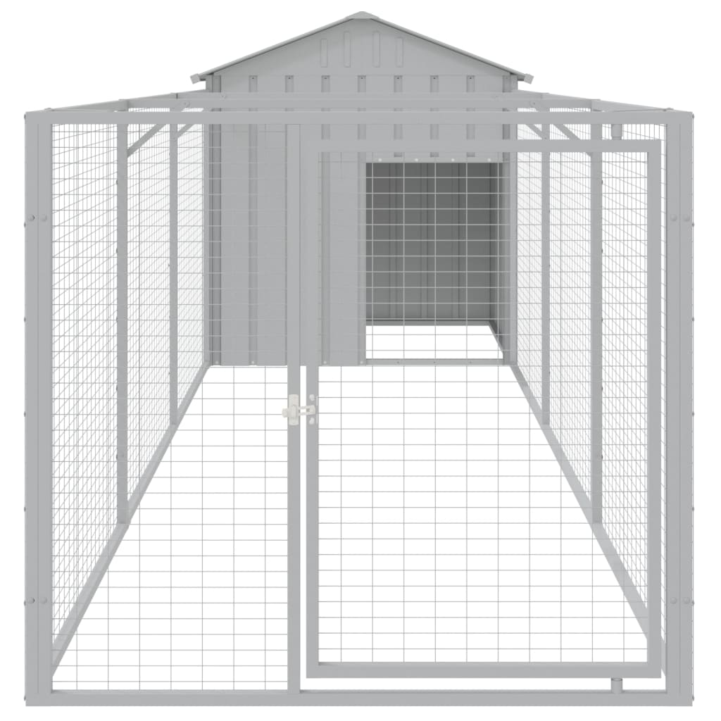NNEVL Dog House with Roof Light Grey 117x405x123 cm Galvanised Steel