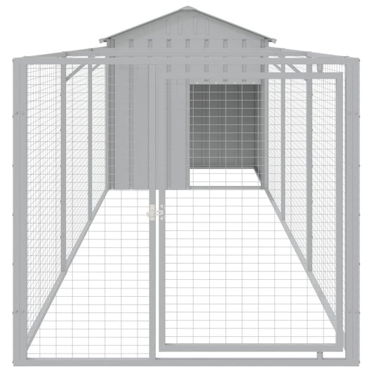 NNEVL Dog House with Roof Light Grey 117x405x123 cm Galvanised Steel