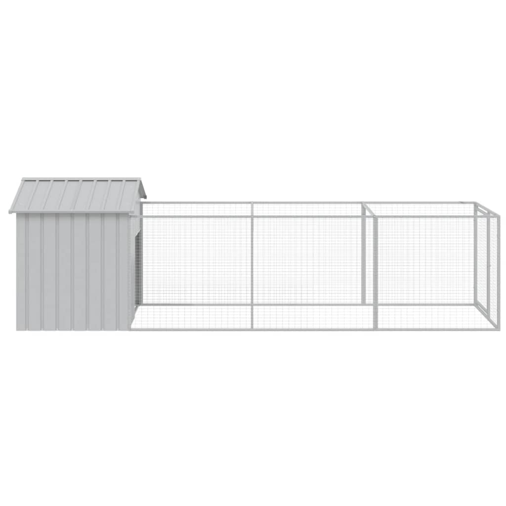 NNEVL Dog House with Roof Light Grey 117x405x123 cm Galvanised Steel