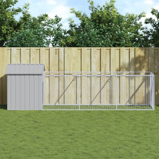 NNEVL Dog House with Roof Light Grey 117x405x123 cm Galvanised Steel