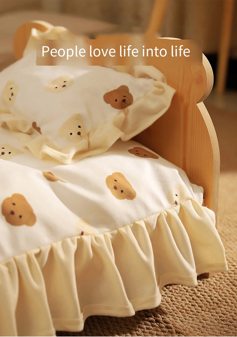Comfortable Wooden Bed for Dogs Cats