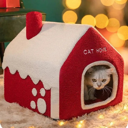 Semi-Enclosed Warm Cat House for Indoor Use