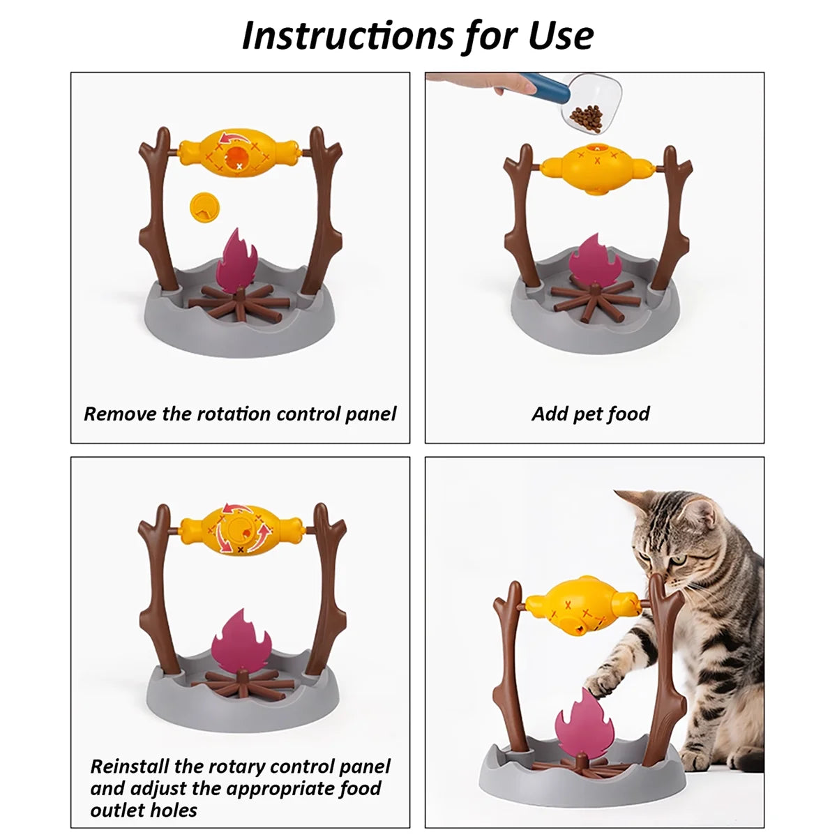BBQ-Shaped Interactive Cat Toy with Treats
