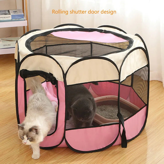 Foldable Octagonal Pet Kennel for Cats Dogs