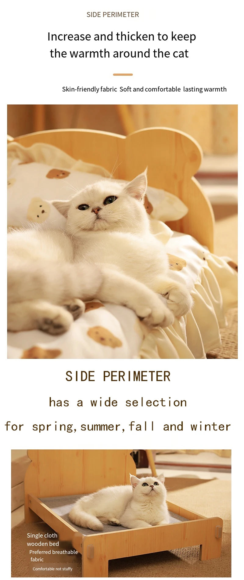 Comfortable Wooden Bed for Dogs Cats
