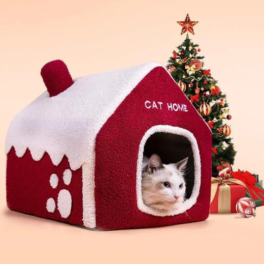 Semi-Enclosed Warm Cat House for Indoor Use