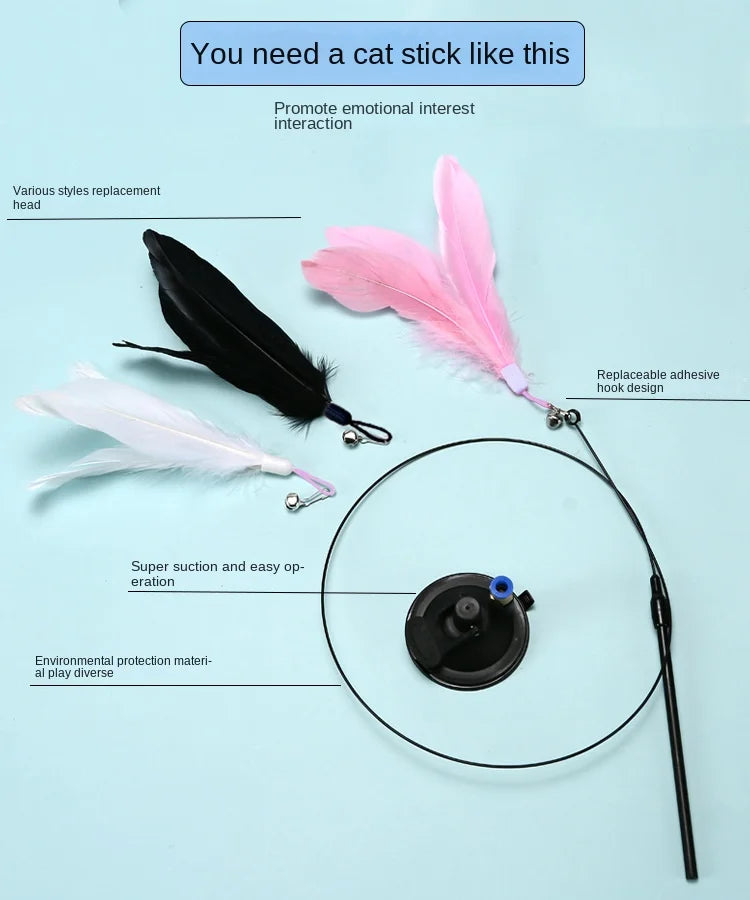 Extendable Cat Wand Toy with Suction Cup