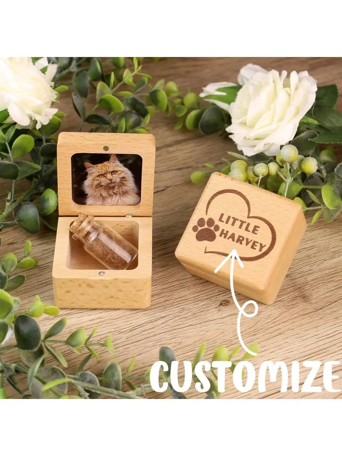 Customized Wooden Pet Hair Souvenir Box